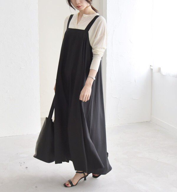 quaranciel「quaranciel:〈手洗い可能〉バックオープン ギャザー フレア ジャンパー スカート」|ワンピース|