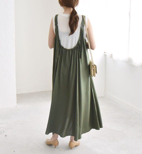 quaranciel「quaranciel:〈手洗い可能〉バックオープン ギャザー フレア ジャンパー スカート」|ワンピース|