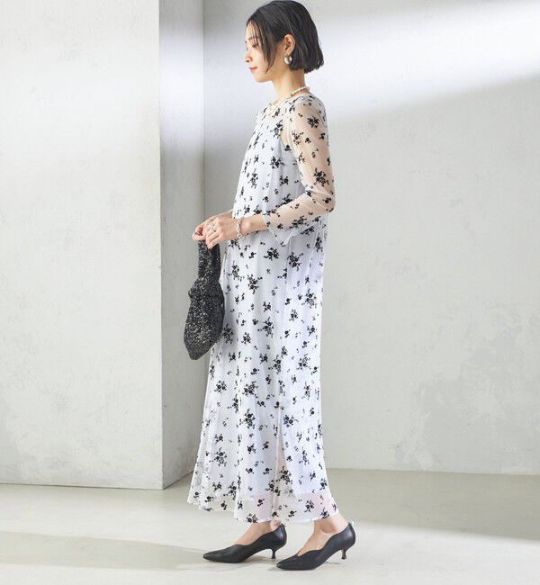 SHIPS for women「kaene:フロッキー レース &times; サテン 2WAY ワンピース（セレモニー対応可）」|ドレス|