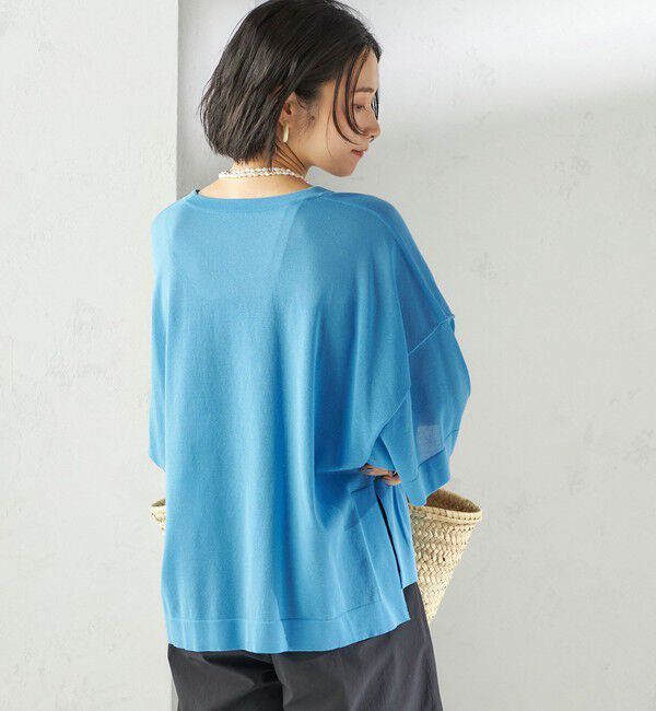 SHIPS for women「〈手洗い可能〉18G コットン ナイロン ワイド スリーブ プルオーバー」|ニット・セーター|