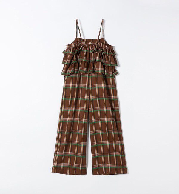 SHIPS any「SHIPS any:〈洗濯機可能〉チェック フリル ティアード サロペット」|オールインワン|