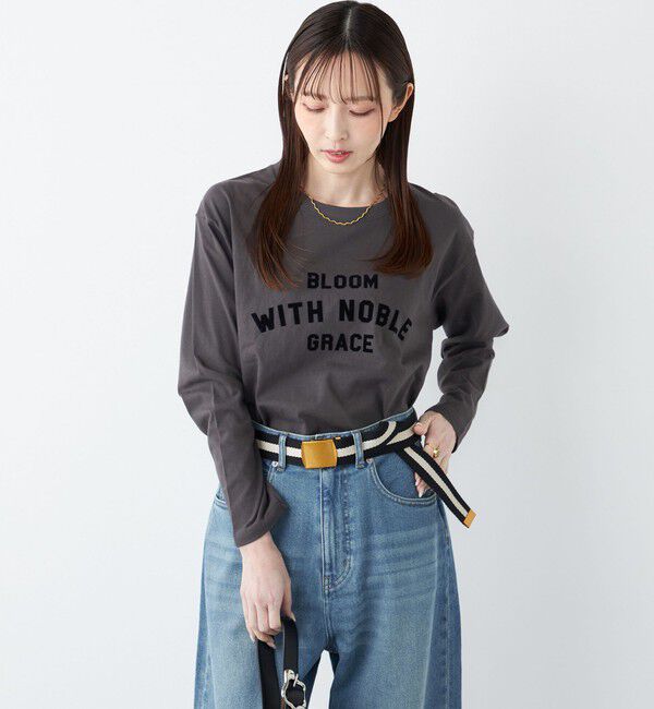 SHIPS Colors 「SHIPS Colors:〈洗濯機可能〉フロッキー プリント ロゴTシャツ（ロンT）◇」|Tシャツ・カットソー|