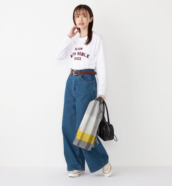 SHIPS Colors 「SHIPS Colors:〈洗濯機可能〉フロッキー プリント ロゴTシャツ（ロンT）◇」|Tシャツ・カットソー|