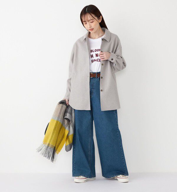 SHIPS Colors 「SHIPS Colors:〈洗濯機可能〉フロッキー プリント ロゴTシャツ（ロンT）◇」|Tシャツ・カットソー|