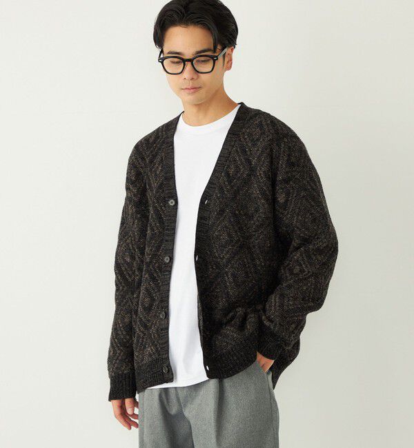 SHIPS Colors 「SHIPS Colors:〈手洗い可能〉ジャカード モール カーディガン」|カーディガン|ブラック