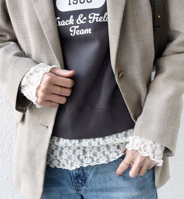 SHIPS for women「〈手洗い可能〉ラッセル レース ヘンリー ネック 2WAY プルオーバー」|Tシャツ・カットソー|ホワイト