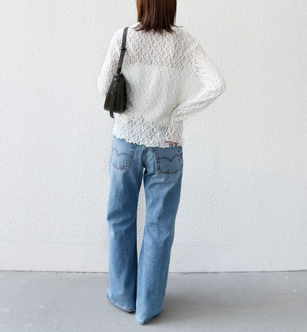 SHIPS for women「〈手洗い可能〉ラッセル レース ヘンリー ネック 2WAY プルオーバー」|Tシャツ・カットソー|