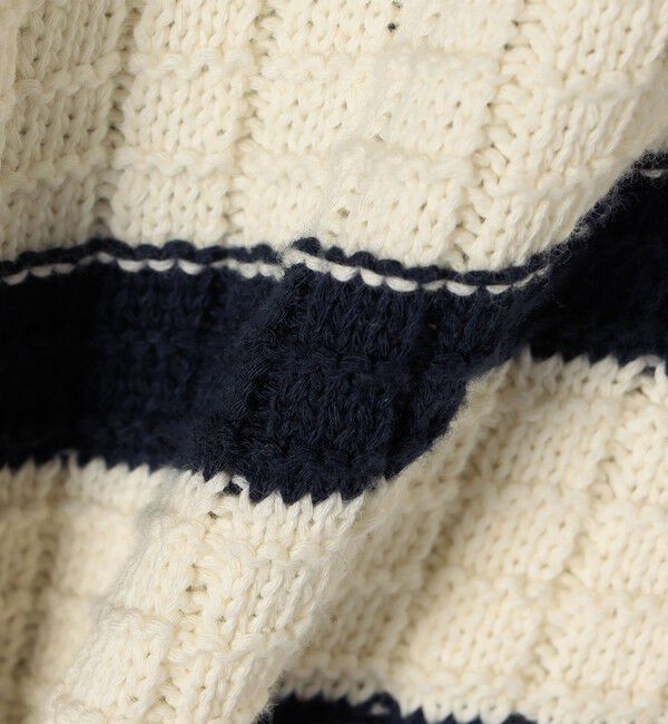 SHIPS any「SHIPS any:〈手洗い可能〉バスケット編み 配色 マルチボーダー ポロ ニット」|ニット・セーター|