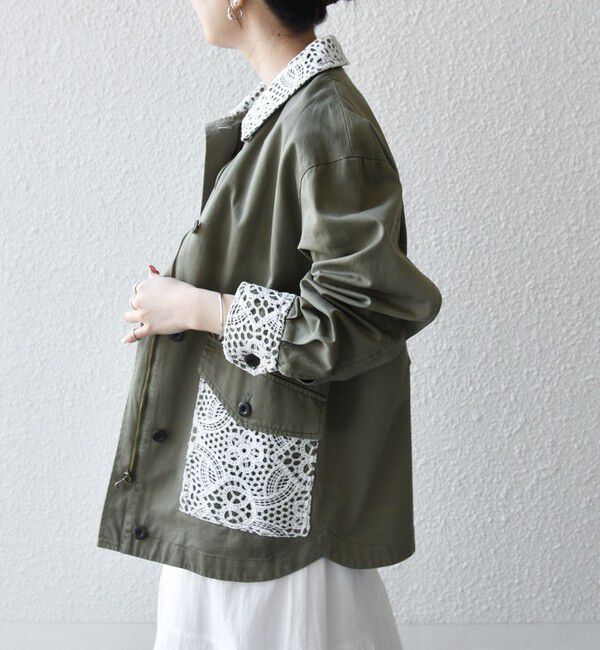 SHIPS any「SHIPS any:〈洗濯機可能〉コットン レース 切替 ミリタリー ジャケット ブルゾン」|ブルゾン・スタジャン|