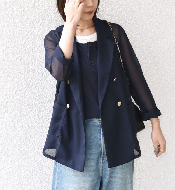 SHIPS Colors 「SHIPS Colors:〈手洗い可能〉メッシュ テーラード ジャケット」|テーラードジャケット|ネイビー