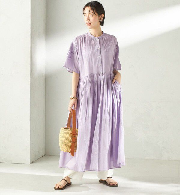SHIPS for women「《予約》【SHIPS別注】Fanaka:〈手洗い可能〉ストライプ ドビー 羽織 ワンピース」|ワンピース|