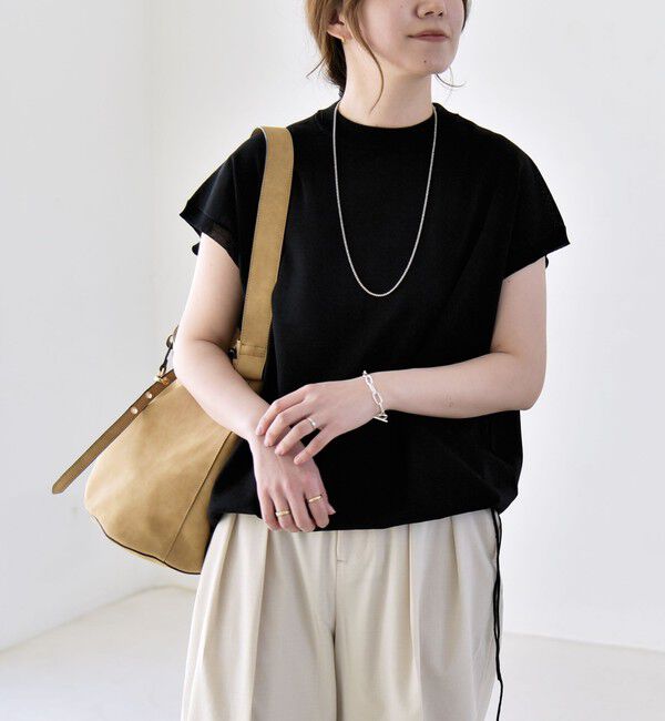 quaranciel「《予約》quaranciel:〈手洗い可能〉ドロスト フレンチスリーブ シアー ニット プルオーバー」|ニット・セーター|