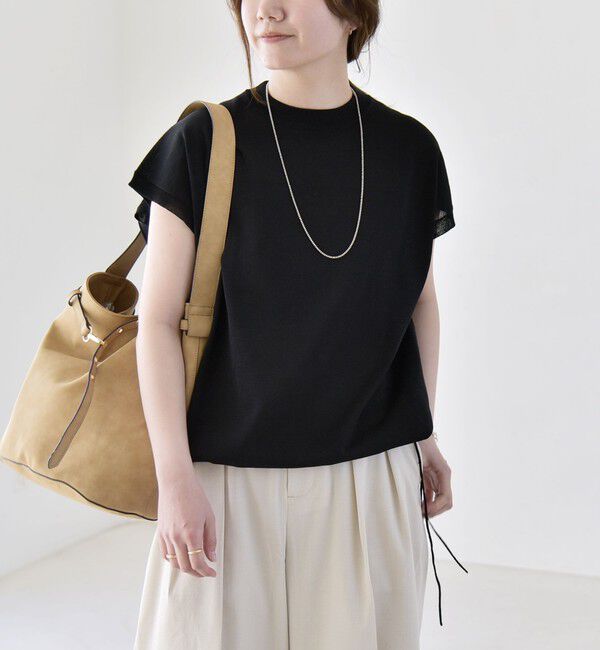 quaranciel「《予約》quaranciel:〈手洗い可能〉ドロスト フレンチスリーブ シアー ニット プルオーバー」|ニット・セーター|