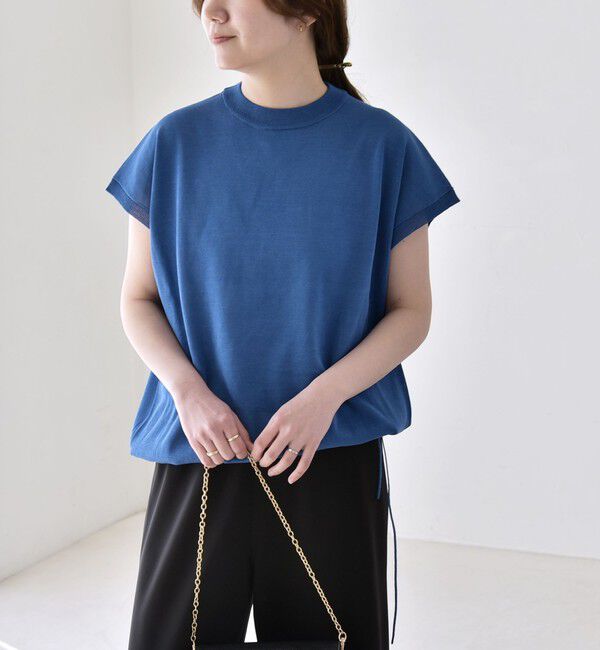 quaranciel「《予約》quaranciel:〈手洗い可能〉ドロスト フレンチスリーブ シアー ニット プルオーバー」|ニット・セーター|