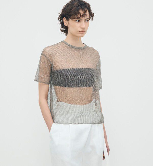 BACCA「【WEB先行予約】オーロラフィルム リネンハーフスリーブニット」|ニット・セーター|