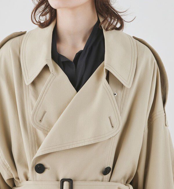 GALERIE VIE「ノンマーセライズドコットンギャバジン ボリュームトレンチコート」|トレンチコート|