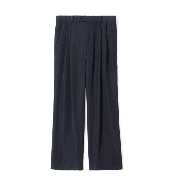 CABaN「CABaN レーヨンシルクツイル 2タックワイドテーパードパンツ」|チノ|69 ネイビー