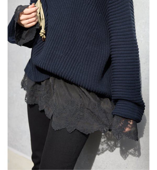 SLOBE IENA「チュールレースブラウス」|シャツ・ブラウス|ブラック