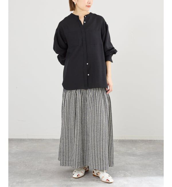 IENA「ジャガードバンドカラーブラウス」|シャツ・ブラウス|