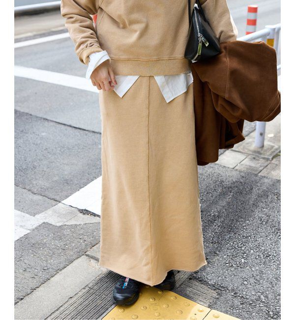 JOURNAL STANDARD「ピグメントスウェットクラッシュスカート」|スカート|ベージュ