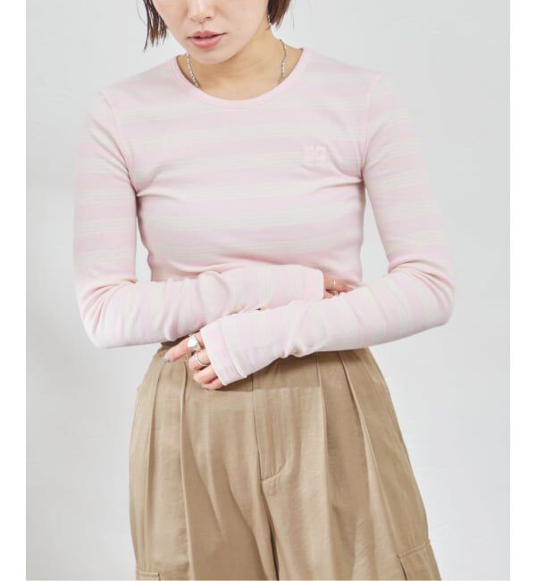 U by SPICK&SPAN「GANNI / ガニー Soft Cotton Straipe Rib Longsleeve」|Tシャツ・カットソー|ピンク