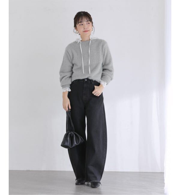  「《WEB限定》【洗える】ファーバックパール長袖プルオーバー」|ニット・セーター|