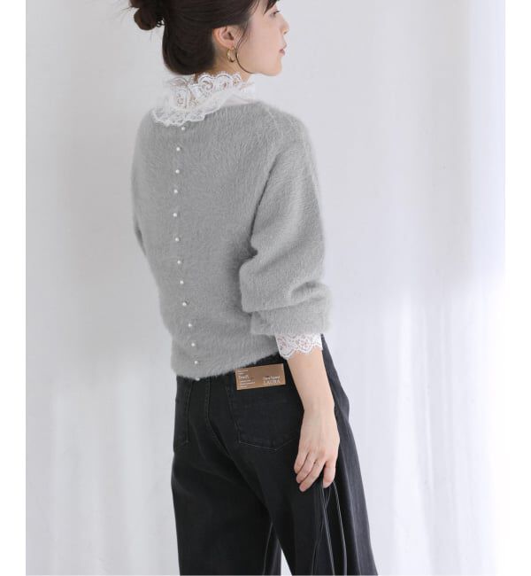  「《WEB限定》【洗える】ファーバックパール長袖プルオーバー」|ニット・セーター|