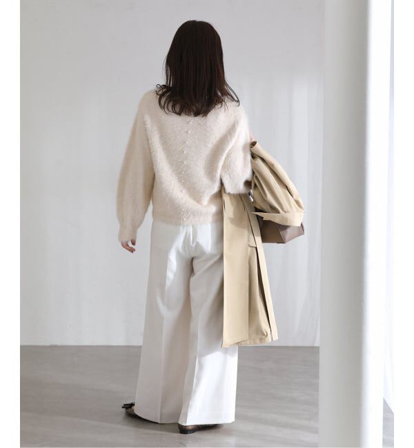  「《WEB限定》【洗える】ファーバックパール長袖プルオーバー」|ニット・セーター|