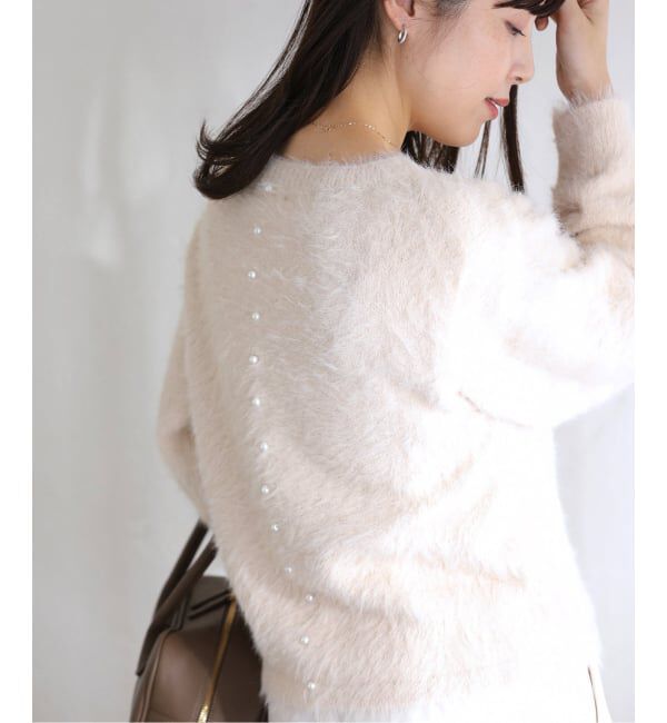  「《WEB限定》【洗える】ファーバックパール長袖プルオーバー」|ニット・セーター|