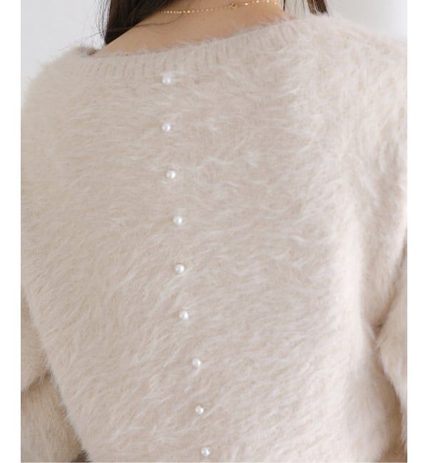  「《WEB限定》【洗える】ファーバックパール長袖プルオーバー」|ニット・セーター|