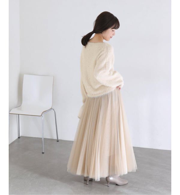  「《WEB限定》【洗える】ファーバックパール長袖プルオーバー」|ニット・セーター|