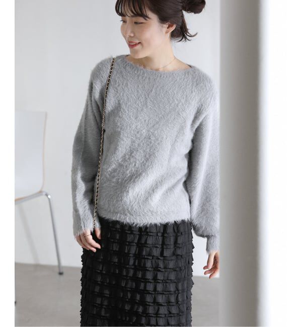  「《WEB限定》【洗える】ファーバックパール長袖プルオーバー」|ニット・セーター|