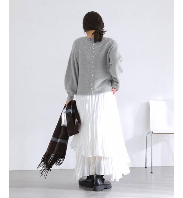  「《WEB限定》【洗える】ファーバックパール長袖プルオーバー」|ニット・セーター|