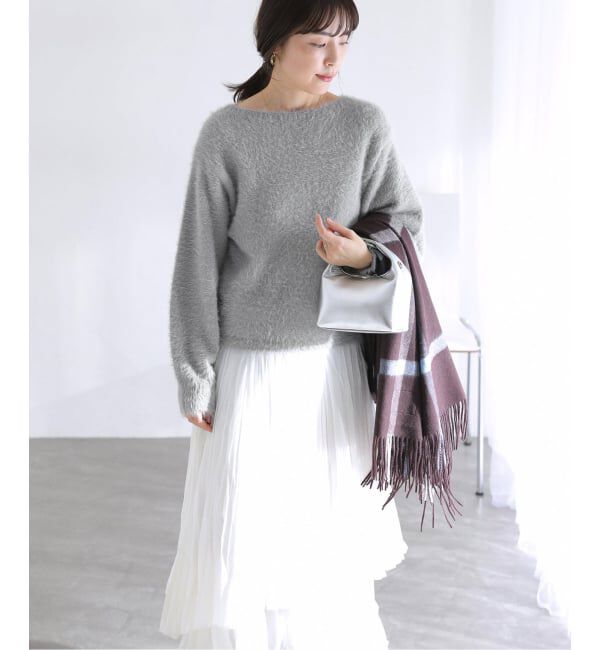  「《WEB限定》【洗える】ファーバックパール長袖プルオーバー」|ニット・セーター|