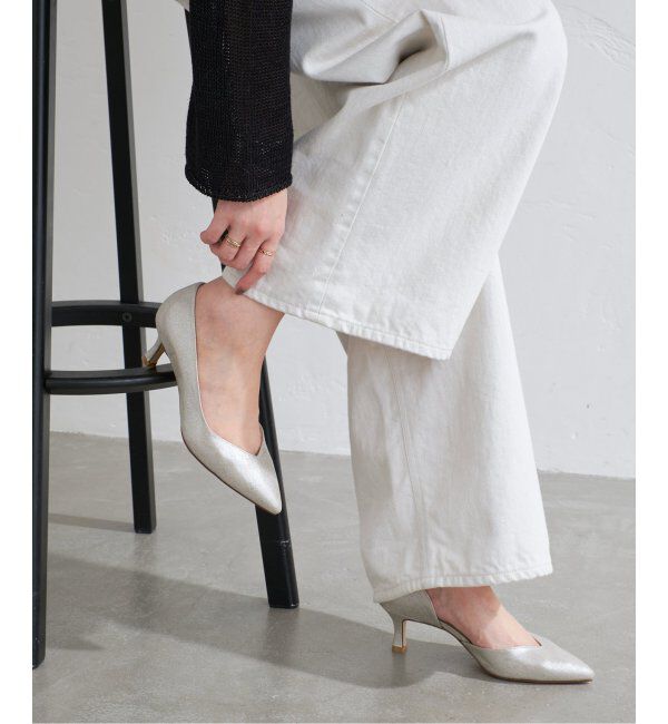  「5.5cmVカットサイドオープン」|パンプス|シルバー