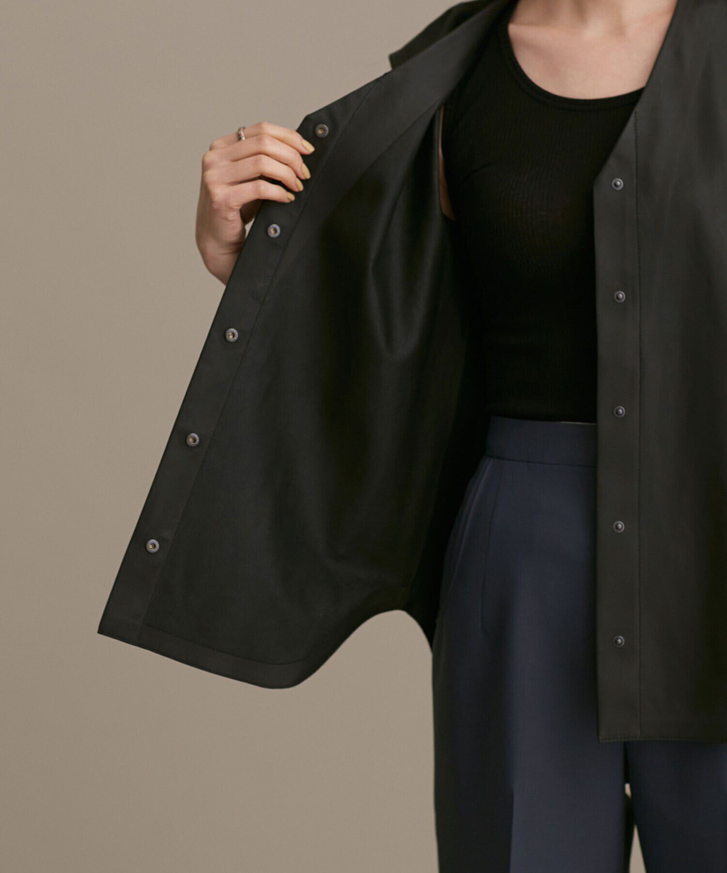 nano･universe「LB.01/Vネックレザージレ」|ライダースジャケット|