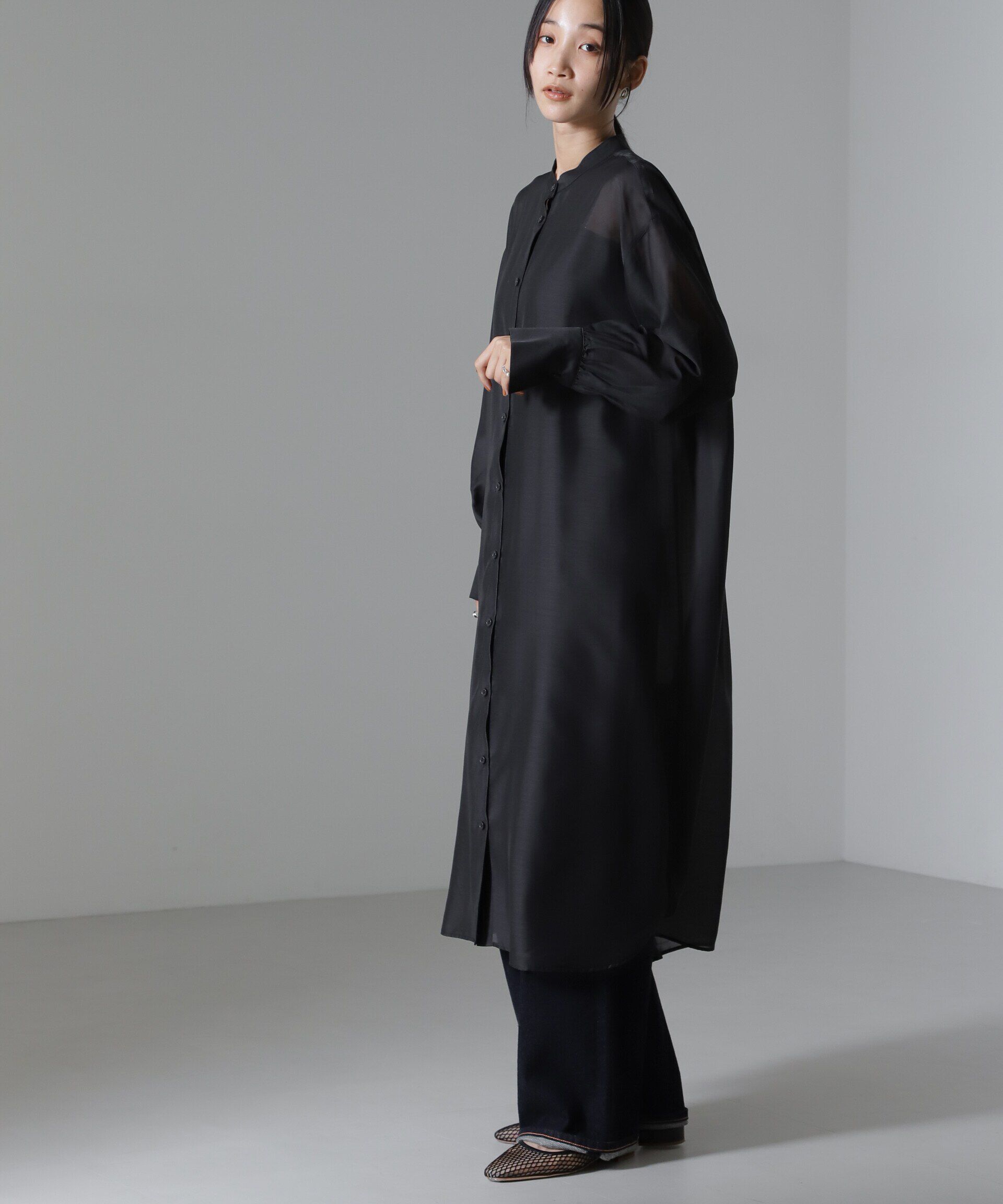 nano･universe「シアーマキシシャツワンピース」|ワンピース|