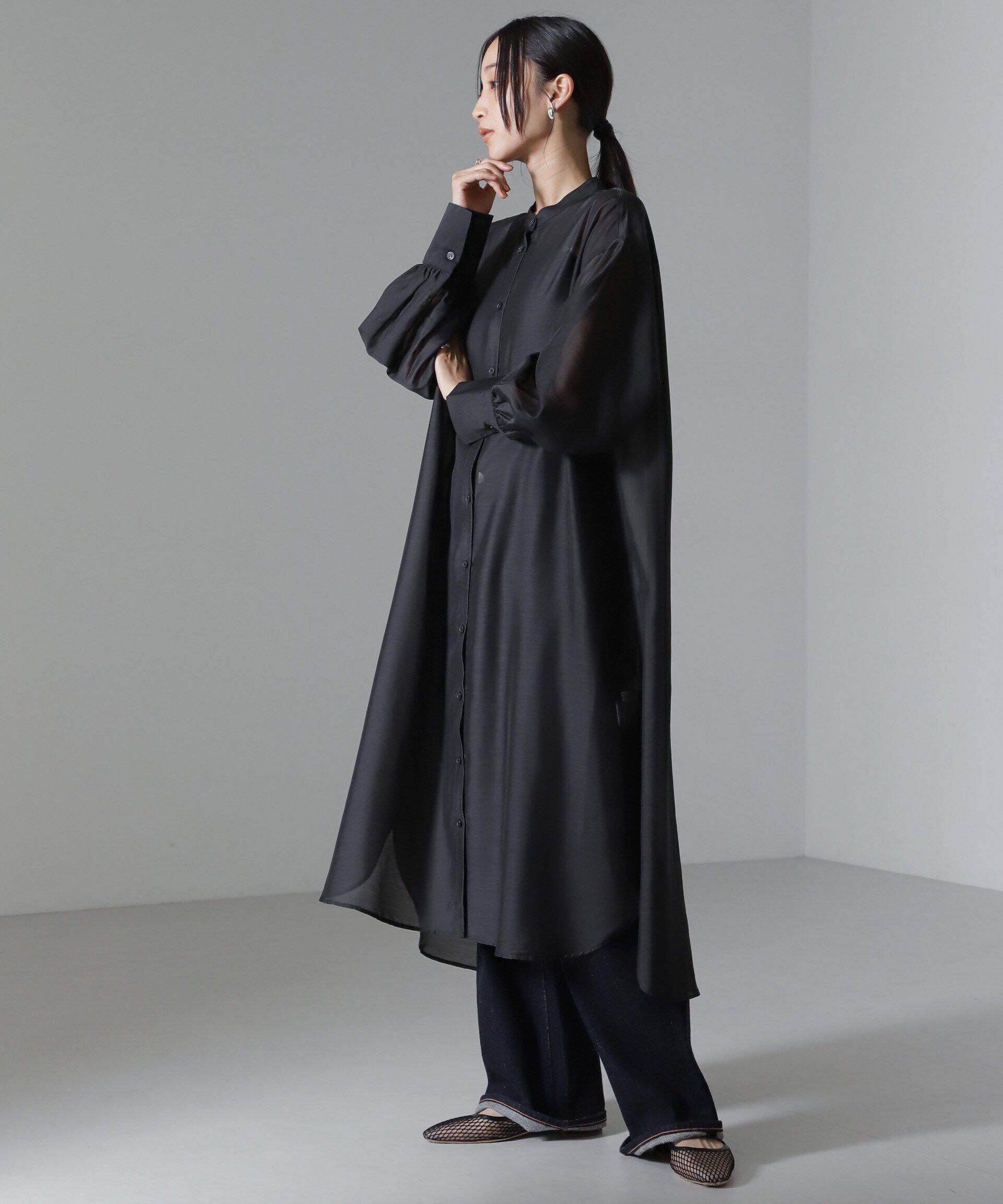 nano･universe「シアーマキシシャツワンピース」|ワンピース|