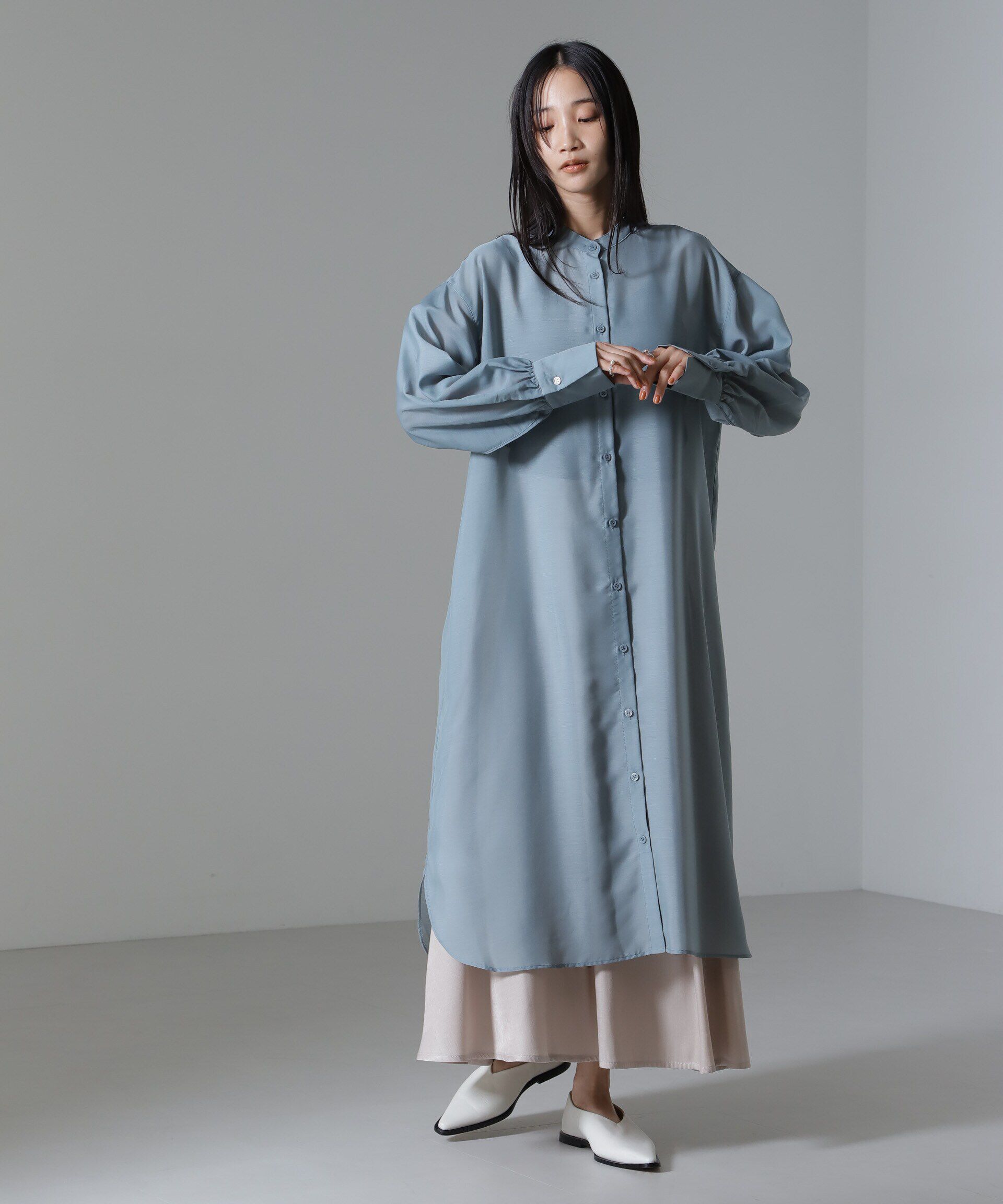 nano･universe「シアーマキシシャツワンピース」|ワンピース|