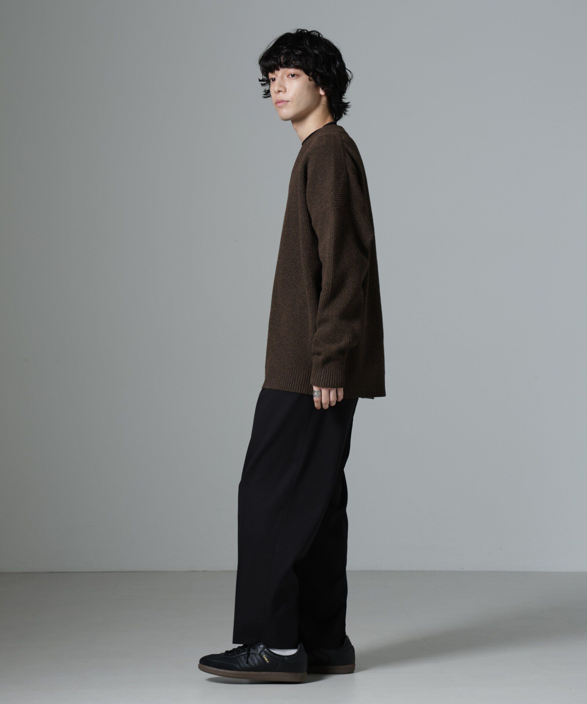 nano･universe「微起毛ワイドテーパードパンツ」|チノ|