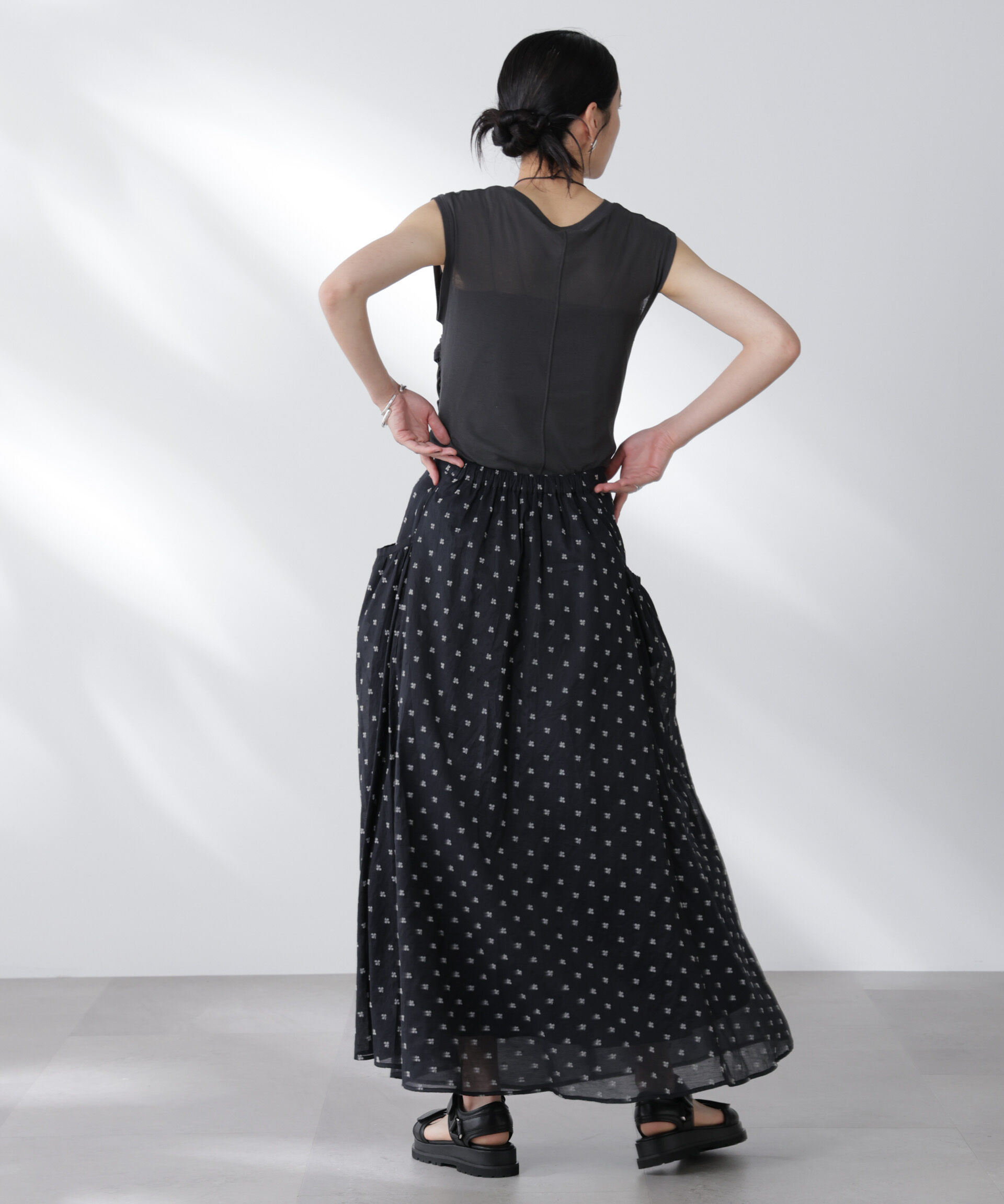 nano･universe「made in india コットンフロッキーフラワースカート」|スカート|