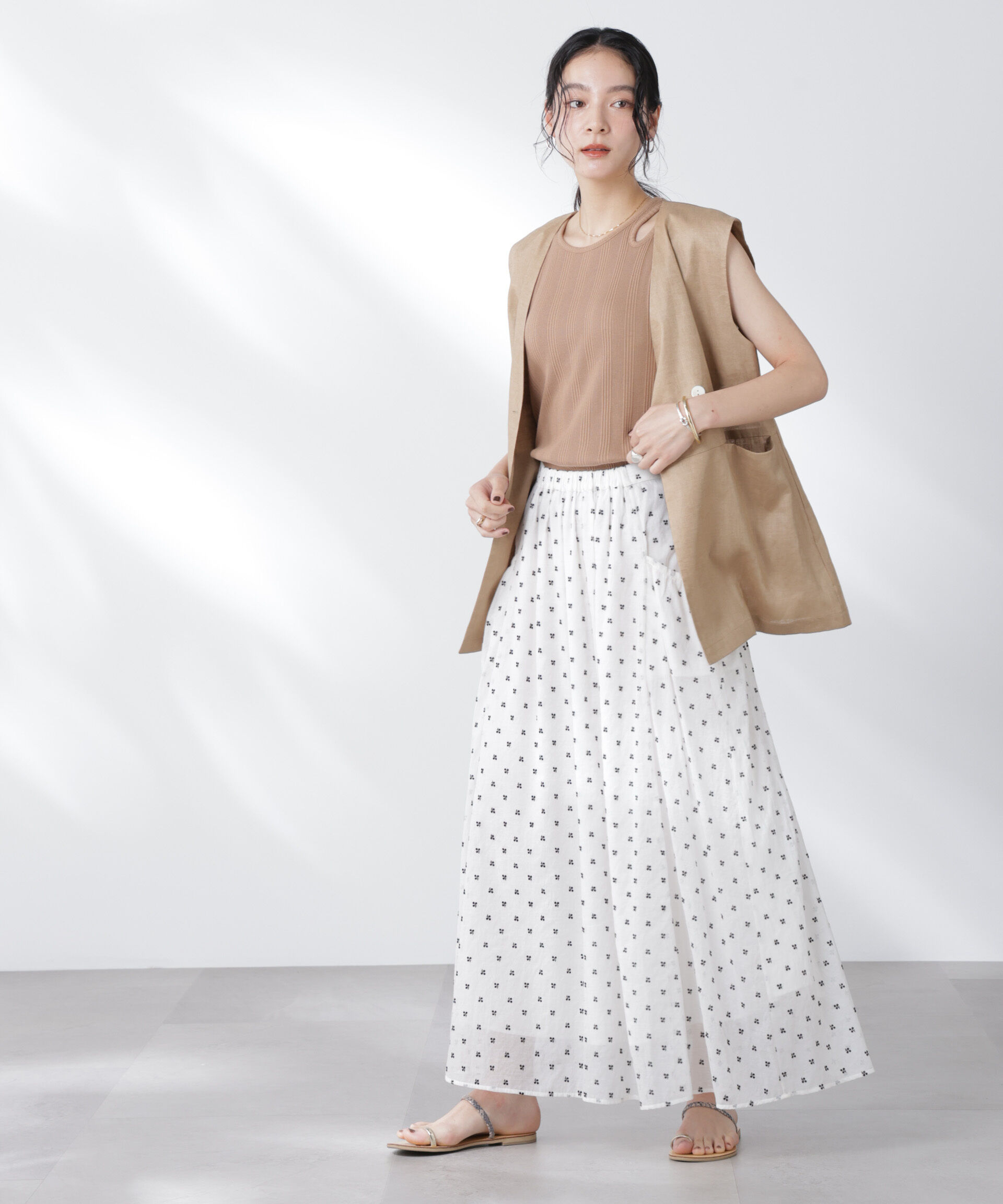 nano･universe「made in india コットンフロッキーフラワースカート」|スカート|