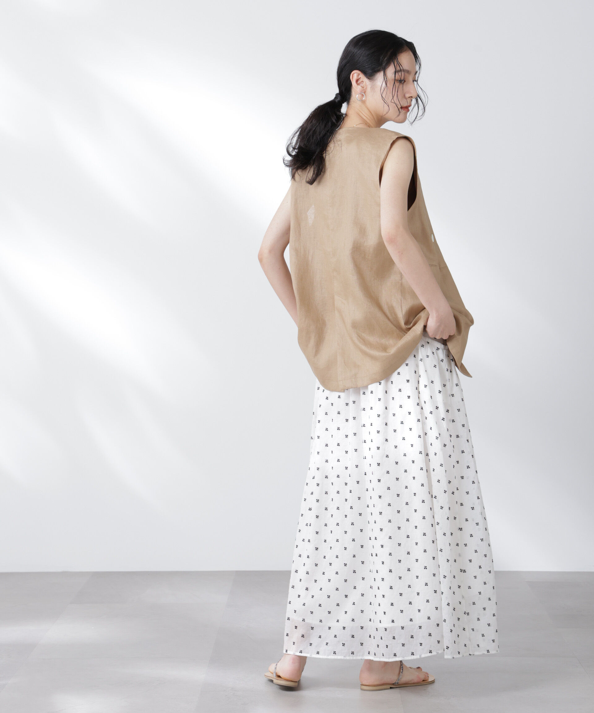 nano･universe「made in india コットンフロッキーフラワースカート」|スカート|