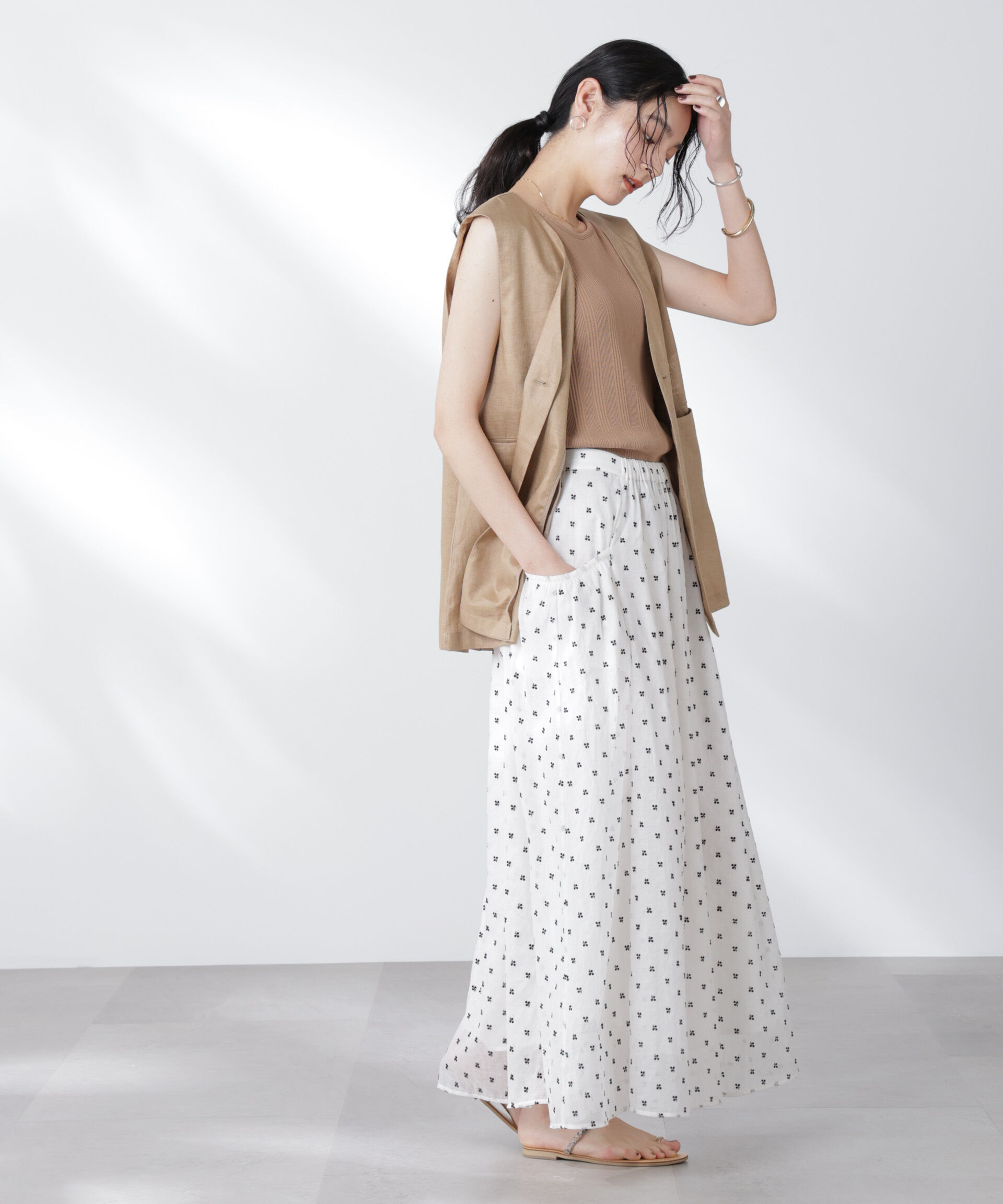 nano･universe「made in india コットンフロッキーフラワースカート」|スカート|