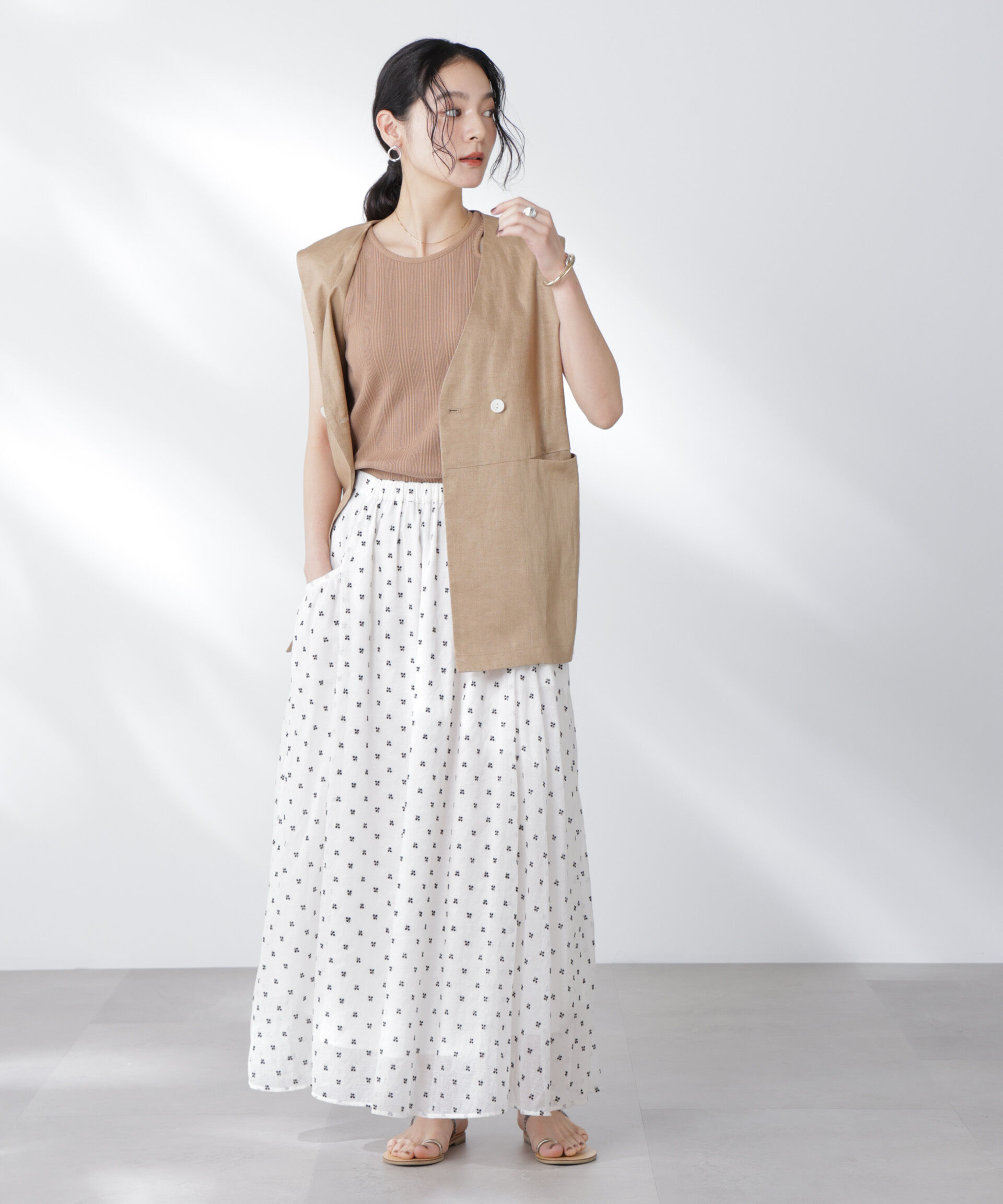 nano･universe「made in india コットンフロッキーフラワースカート」|スカート|