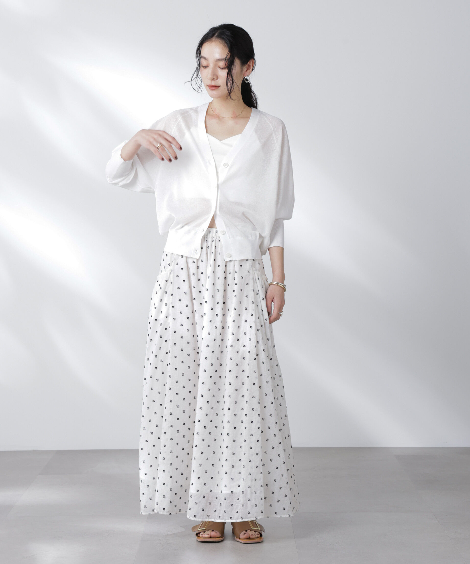 nano･universe「made in india コットンフロッキーフラワースカート」|スカート|