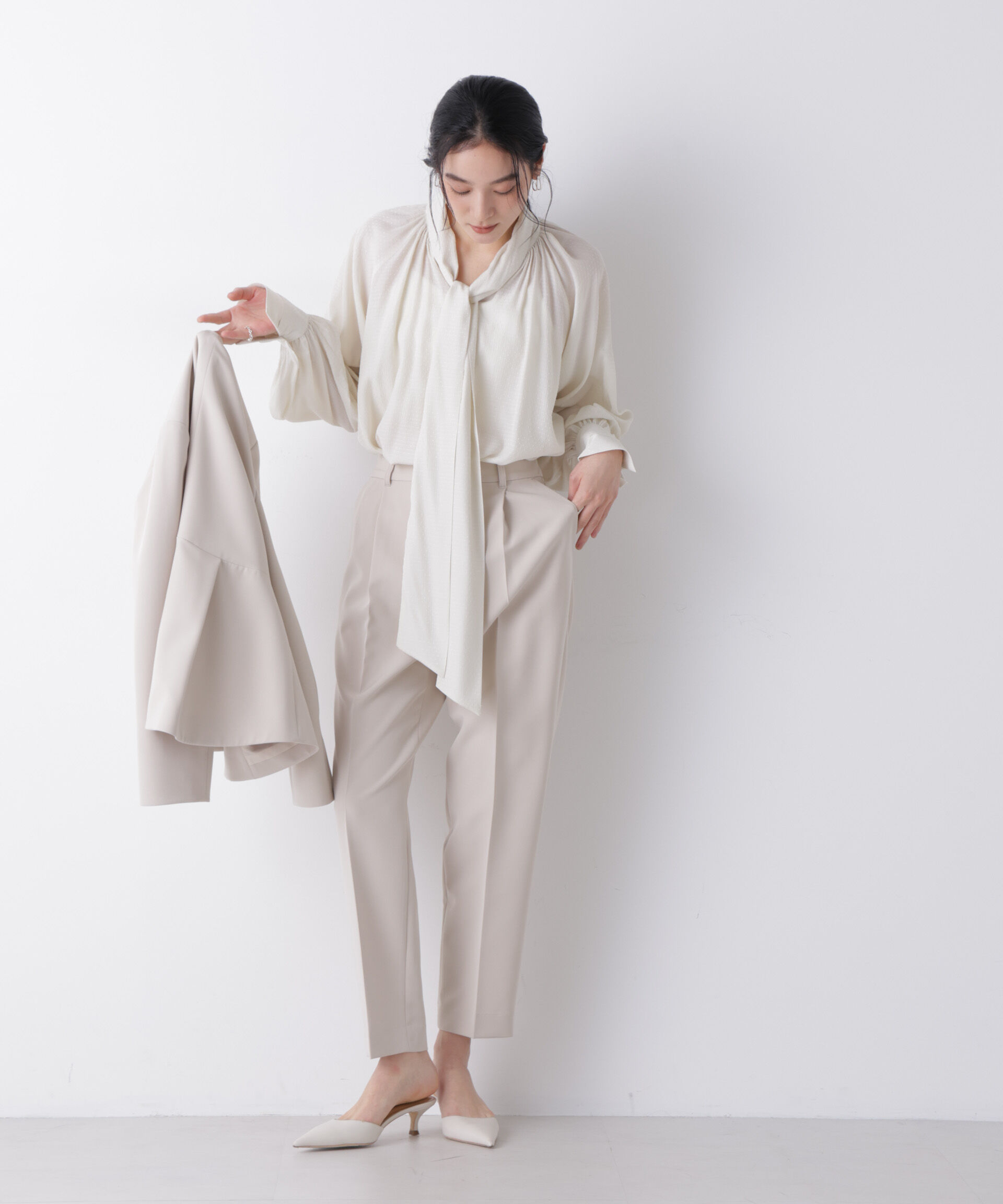 nano･universe「ドビードットリボンタイブラウス」|シャツ・ブラウス|