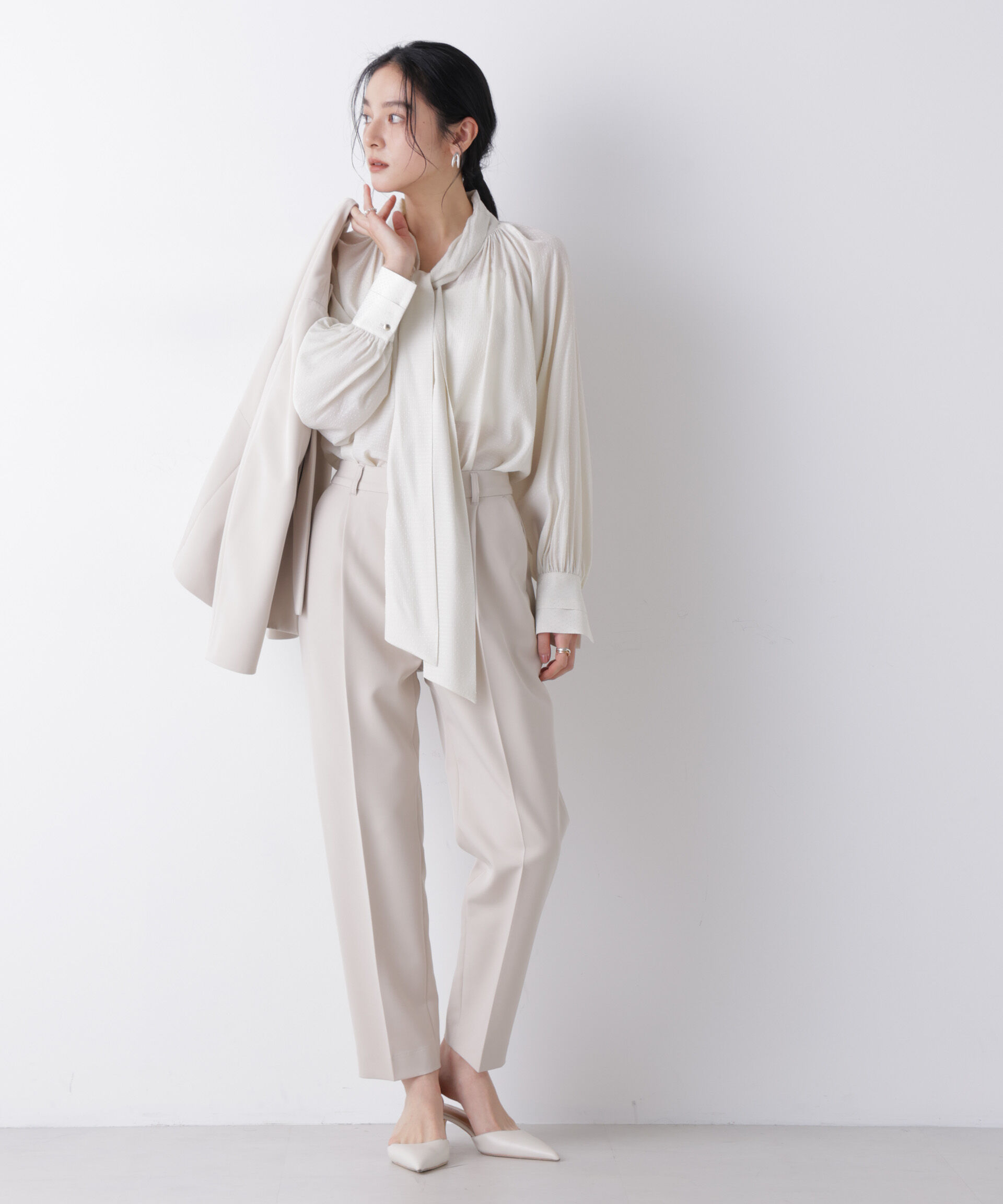 nano･universe「ドビードットリボンタイブラウス」|シャツ・ブラウス|