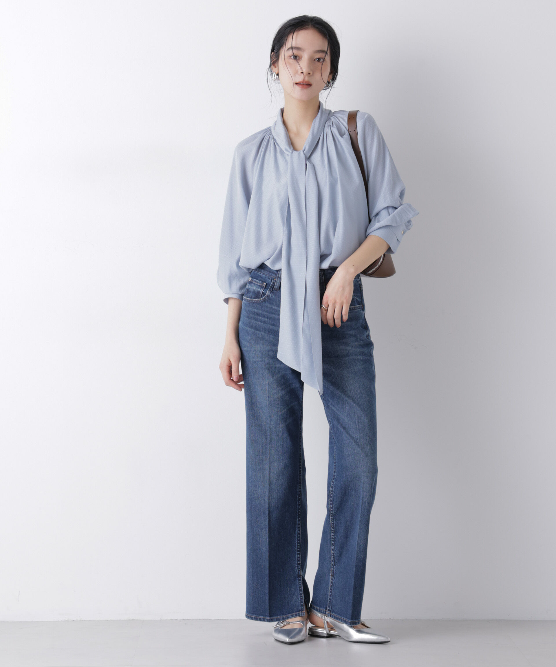 nano･universe「ドビードットリボンタイブラウス」|シャツ・ブラウス|