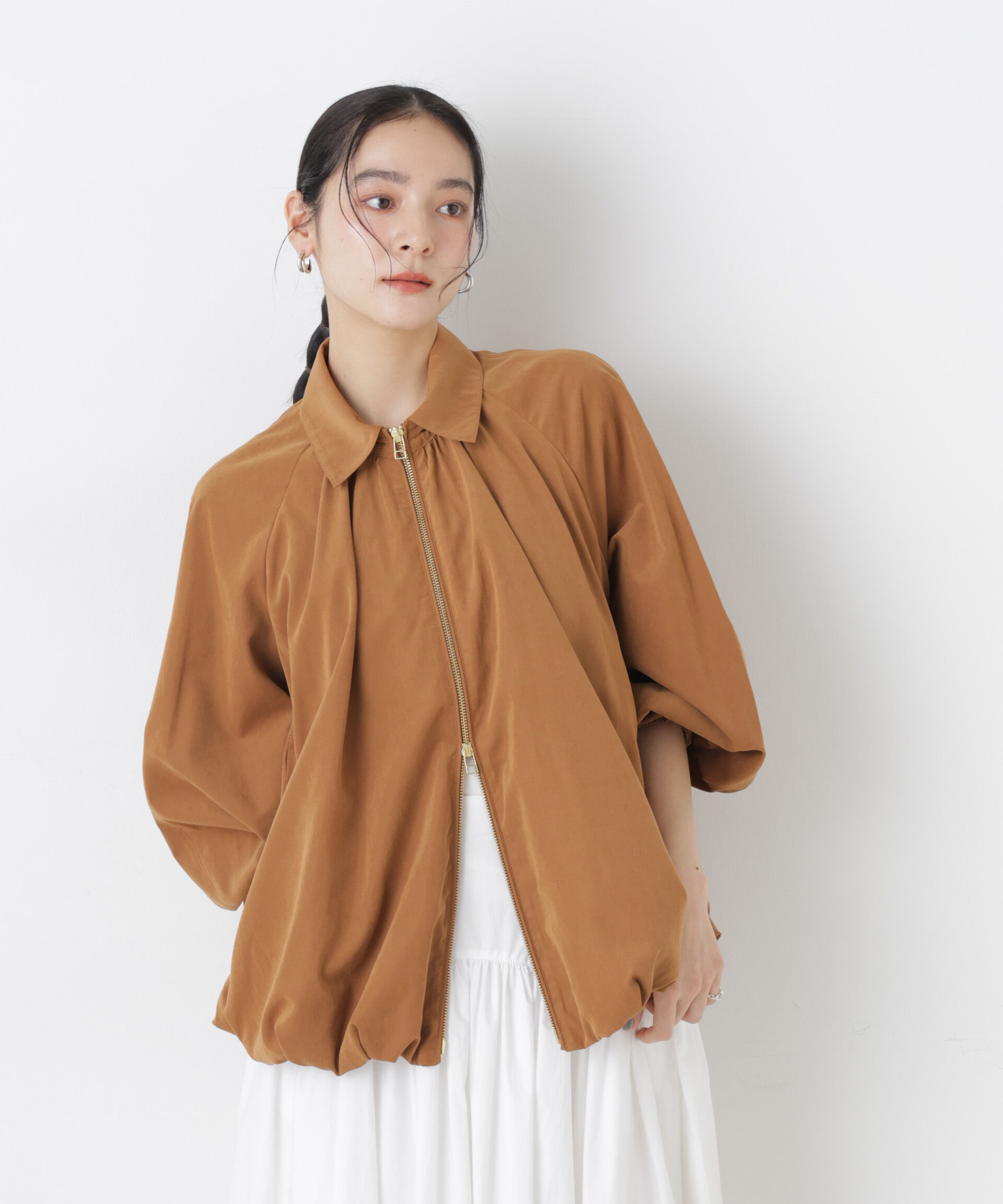 nano･universe「ライトスエードギャザーバルーンブルゾン」|ブルゾン・スタジャン|キャメル4